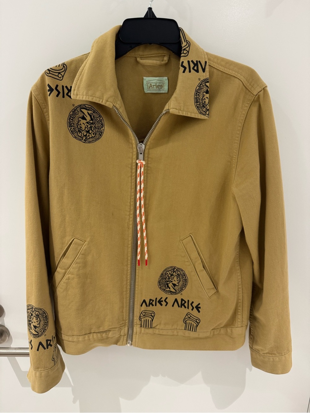 Aries temple print zipped denim jacket